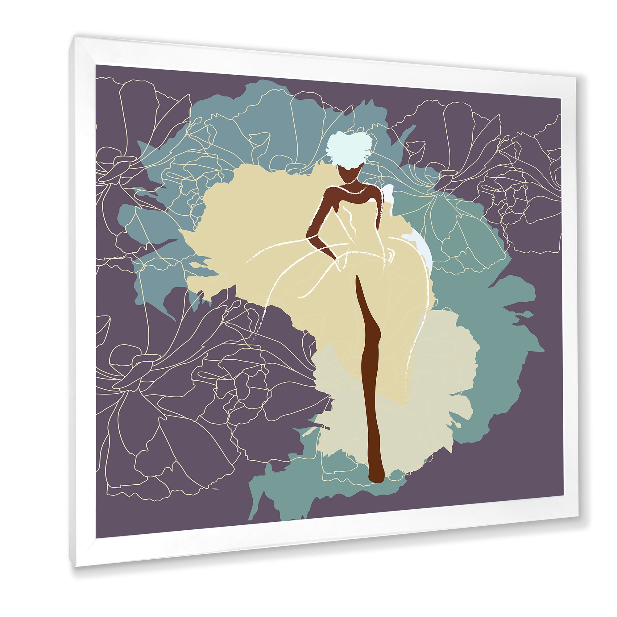 Designart 'Abstract African American Woman In Gorgeous Wedding Dress' Modern Framed Art Print