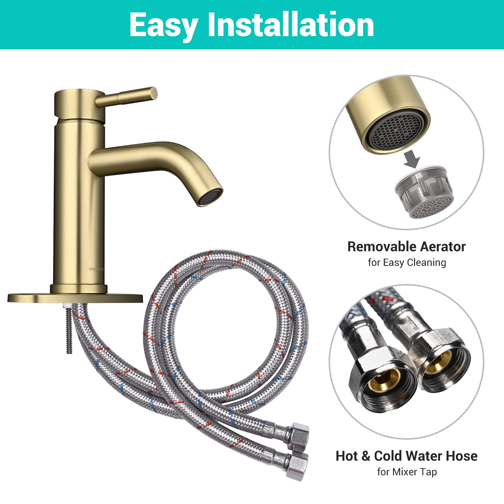 Aquaterior Single Handle Bathroom Vessel Faucet Mixer Tap with Pop-up Drain