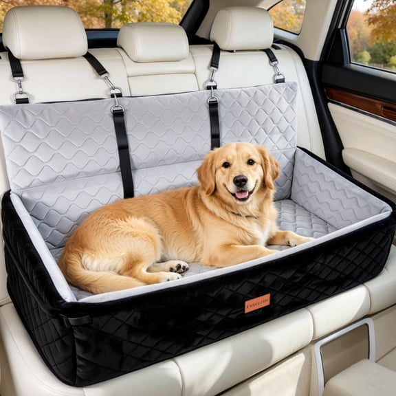 DOMIPET Extra Large Dog Car Seat, Dog Bed for Large Dogs Up to 120lbs, Multi-Functional Dog Booster Seat with Thick Cushion & Safety Leashes, Detachable & Washable Pet Travel Safety Carrier