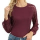thumbnail image 4 of Blusa larga de mujer Nikou con cuello redondo y encaje manga larga, 4 of 7
