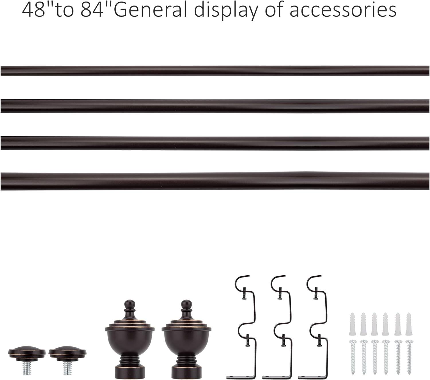 eTeckram 5/8" Double Curtain Rod with Royale Finials,Bronze Gold,48‘’-84‘’