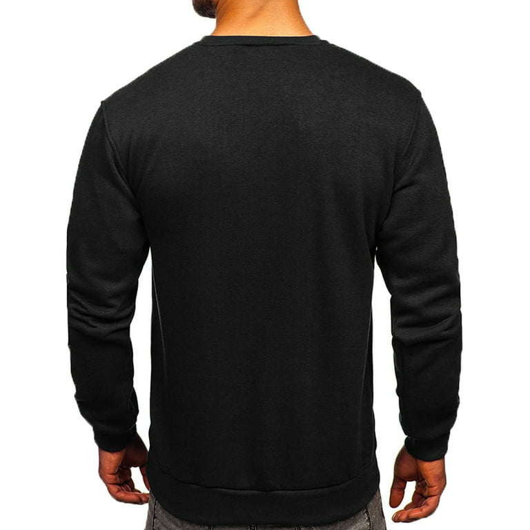 Mens Sweatshirts No Hood Crewneck Sweatshirt for Men Sale Clearance Long Sleeve Autumn Winter Warm Fleece Plain Pullover Jumper Solid Workwear Sports