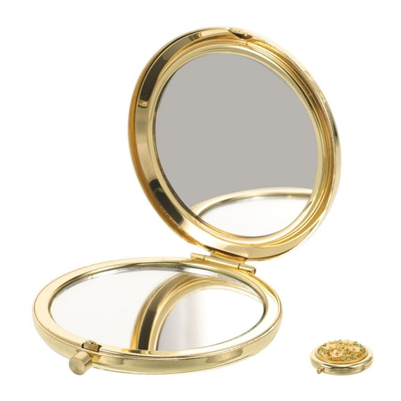 WHAMVOX  Retro Golden Makeup Mirror Travel Small Little Mini Wallet Miss