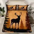 thumbnail image 3 of Deer Hunting Bed Sheets Twin Wildlife Hunting Theme Sheets Western Woodland Animal Sheet Set Rustic Farmstyle Fitted Sheet Antler Print Flat Sheet 3 Pcs, 3 of 6