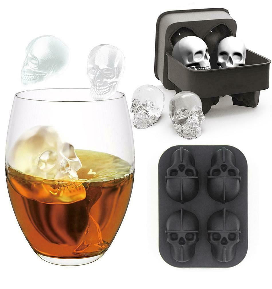 Halloween Whisky Wine Silicone Ice Ball Cube Tray Skull Shape Mold Baking Tool 