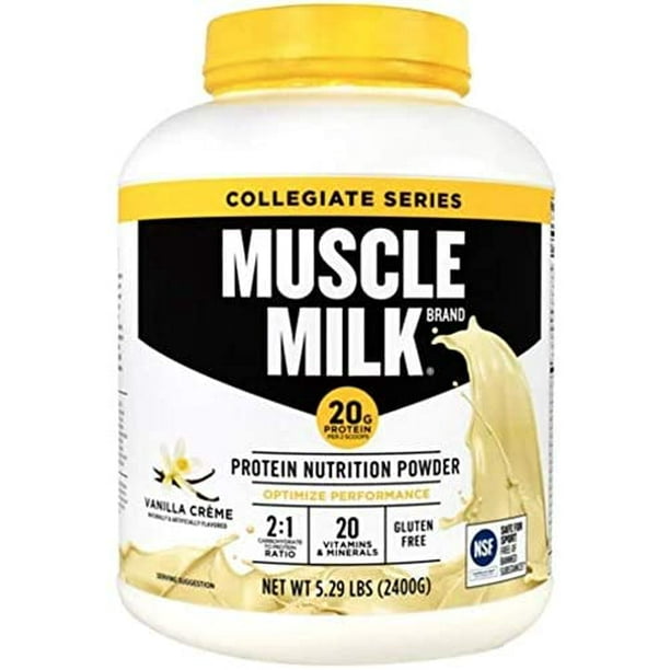 Muscle Milk Collegiate Protein Powder, Vanilla Creme, 20g Protein, 5