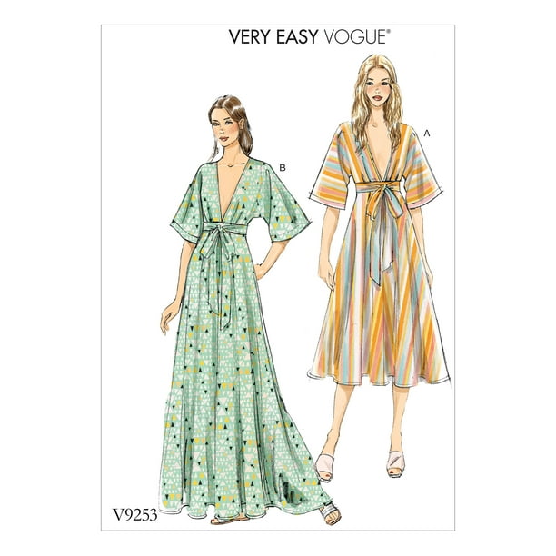 Vogue Patterns Sewing Pattern Misses' Deep-V Kimono-Style Dresses with ...