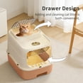 thumbnail image 4 of Cat Litter Box with Drawer, Enclosed Litter Tray for Cat, Rabbit, Anti Urine Leakage Easy to Clean (Orange), 4 of 7