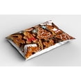thumbnail image 2 of Ambesonne Gingerbread Man Pillow Sham 2 Pack, Cookies Snow, 26"x20", Umber Pale Brown White, 2 of 3