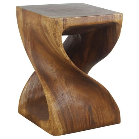 Haussmann® Wood Twist End Table 15 x 15 x 20 inch High Walnut Oil