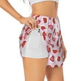 thumbnail image 1 of Balery Hand Drawn Strawberry Pantalones cortos deportivos para mujer con forro y dos bolsillos, elásticos, para entrenamiento, gimnasio, yoga-Small, 1 of 7