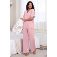 thumbnail image 4 of MINTREUS Women's Pajama Set Short Sleeve Sleepwear Set Soft Two Piece Matching Set with Pockets, 4 of 5