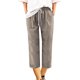thumbnail image 2 of ICHUANYI Liquidación Pantalones de Lino de algodón de Talla Grande de Cinco Puntos sólidos de Verano para Mujer Pantalones Casuales Pantalones de Lino de algodón de Talla Grande sólidos de Verano para Mujer ICHUANYI WER202308251030, 2 of 5
