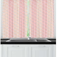 thumbnail image 1 of Abstract Kitchen Curtains, Geometric Lattice Zigzagging Shapes Chevron Look in Modern Pastel, Two Panels Drapes with Rod Pocket Room Decor, 55" X 45", Peach Coral and Pale Pink, by Ambesonne, 1 of 1