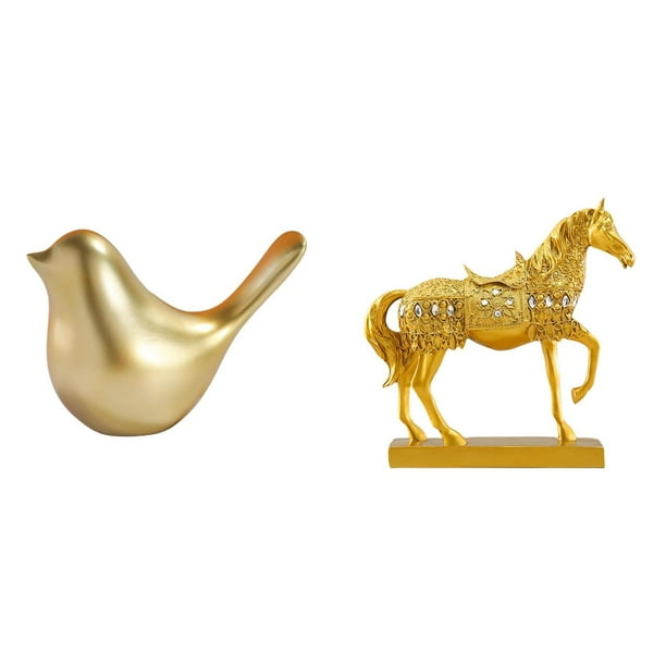 Figura de pájaros,Figura de pájaro dorado,decoración del hogar,estatua de animal,Estatuas de caballos,Estatuas de caballos Figura de caballo Figura de caballo,Escultura de caballo Adornos de