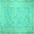 thumbnail image 1 of Ahgly Company Indoor Square Southwestern Turquoise Blue Country Area Rugs, 7' Square, 1 of 4