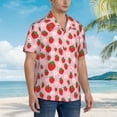 thumbnail image 3 of Vsdgher Hand Drawn Strawberry Print Men's Hawaiian Shirts Button Down Tropical Holiday Beach Shirts Vacation Clothes,Large, 3 of 7