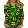 thumbnail image 5 of FDGIU ‌‌‌‌‌‌‌Women's St. Patrick's Day Graphic Tee - Short Sleeve Crew Neck Comfort Fit Shamrock Print, 5 of 5