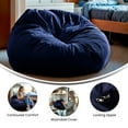thumbnail image 4 of Flash Furniture Duncan Oversized Solid Navy Blue Refillable Bean Bag Chair for All Ages, 4 of 14