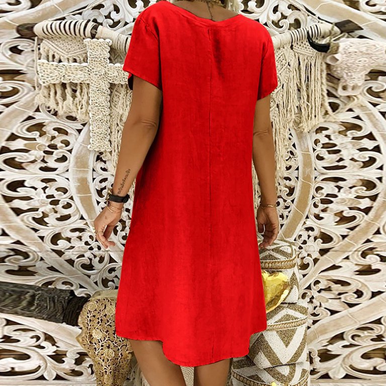 chinese dress ladies Handmade Green Linen Cotton Dress – Fit and Flare Midi main image 0