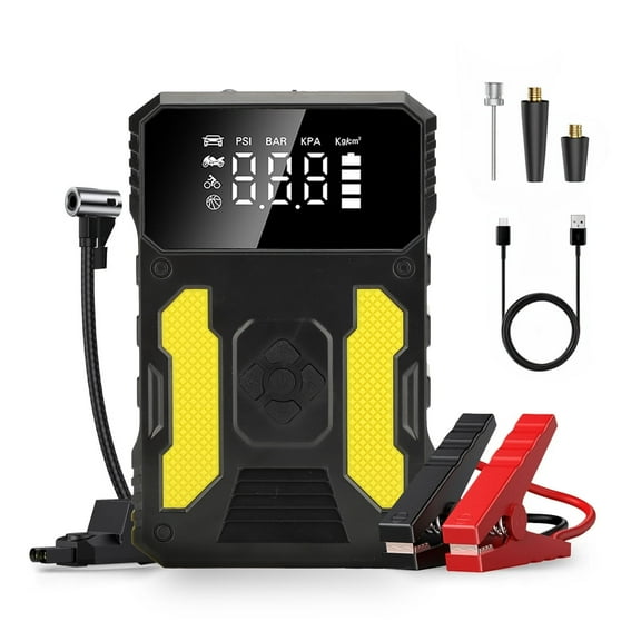 Car Jump Starter with Air Compressor, 3000A Peak Car Battery Jump Starter (for All Gas or up to 8.0L Diesel) with 150PSI Digital Tire Inflator, 12V Portable Battery Jump Box and LED Light ,USB Charge