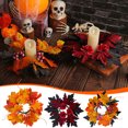 thumbnail image 2 of Uutvmp Artificial Maple Leaves and Berries Candle Rings Fall Candle Holders Small Candle Wreath Rings 9.84inch Wide for Farmhouse Fall Thanksgiving Halloween Wedding Table Door Decor, 2 of 7