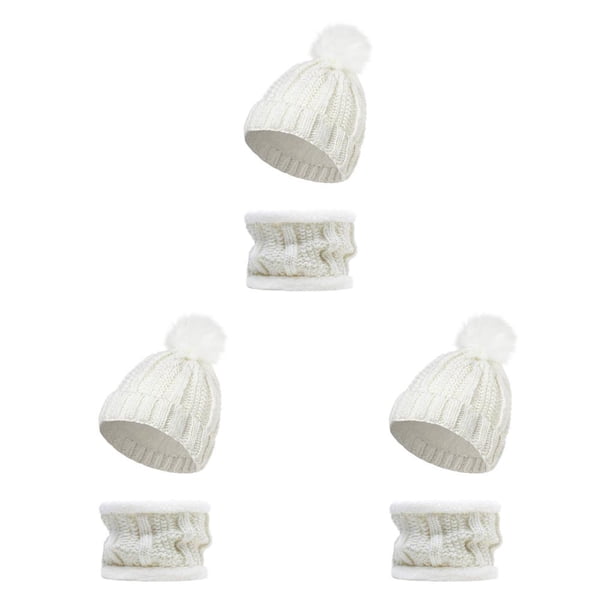Gorro de invierno Minnieouse gorros de bola bufanda cuello de lana negro