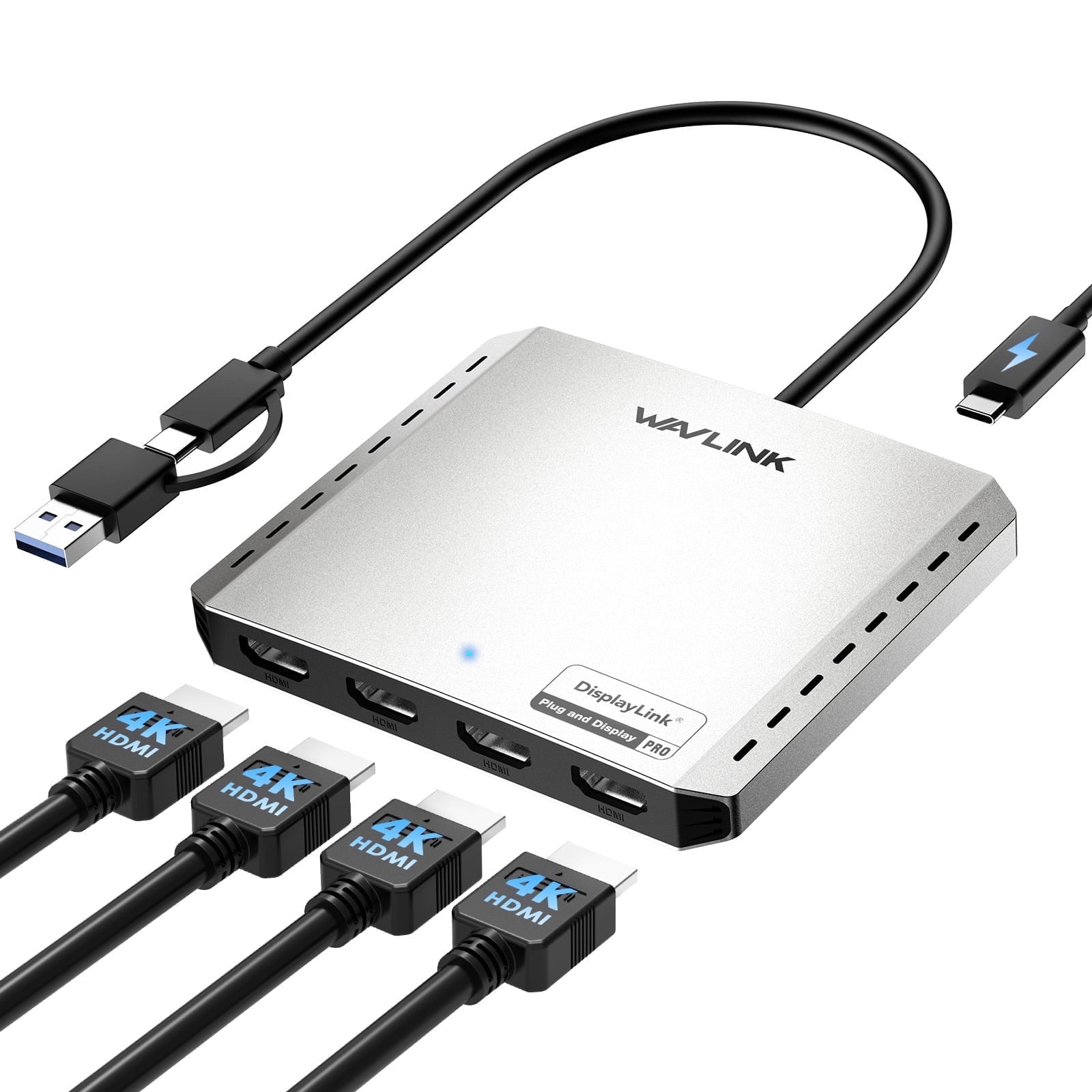 Plugable USB-C Docking Station, Dual 4K Monitors, 2 HDMI Ports 