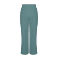 thumbnail image 4 of Summer Linen Pants for Women Loose Straight Leg Side Split Trousers with Pockets Lightweight Comfy Casual Wide Leg Pants ,Green-b，XXL, 4 of 9