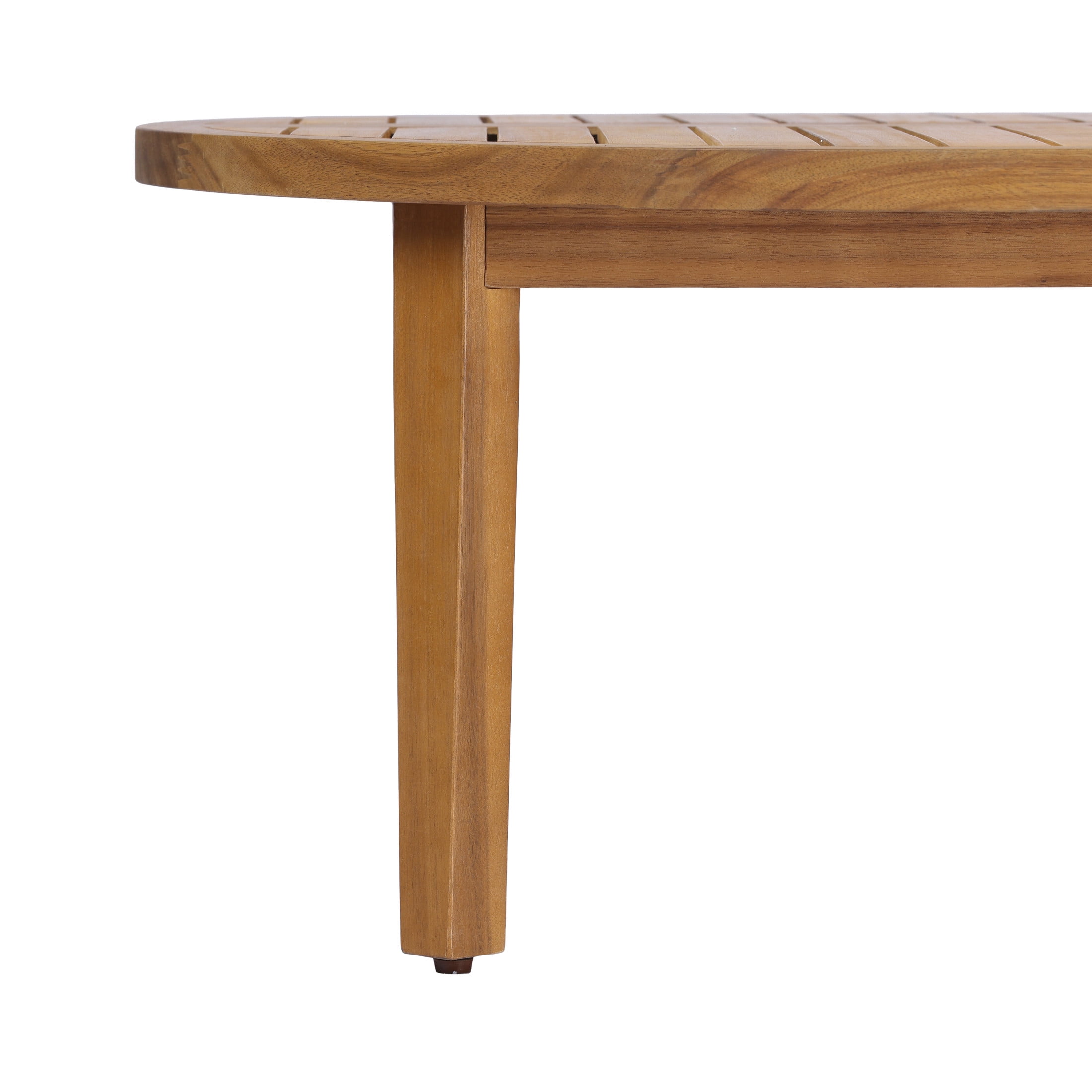 Christopher Knight Home 35" Round Outdoor Coffee Table, Acacia Wood Slatted Top, Teak Finish