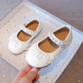 thumbnail image 6 of GiLiling Girls Flats, Mary Jane Ballet Flats, Closed-Toe PU Leather Dress Shoes with Lace Trim and Pearl Strap, Flat Heel Princess Footwear for Party and Daily Wear (White, 4.5-5 Years), 6 of 7