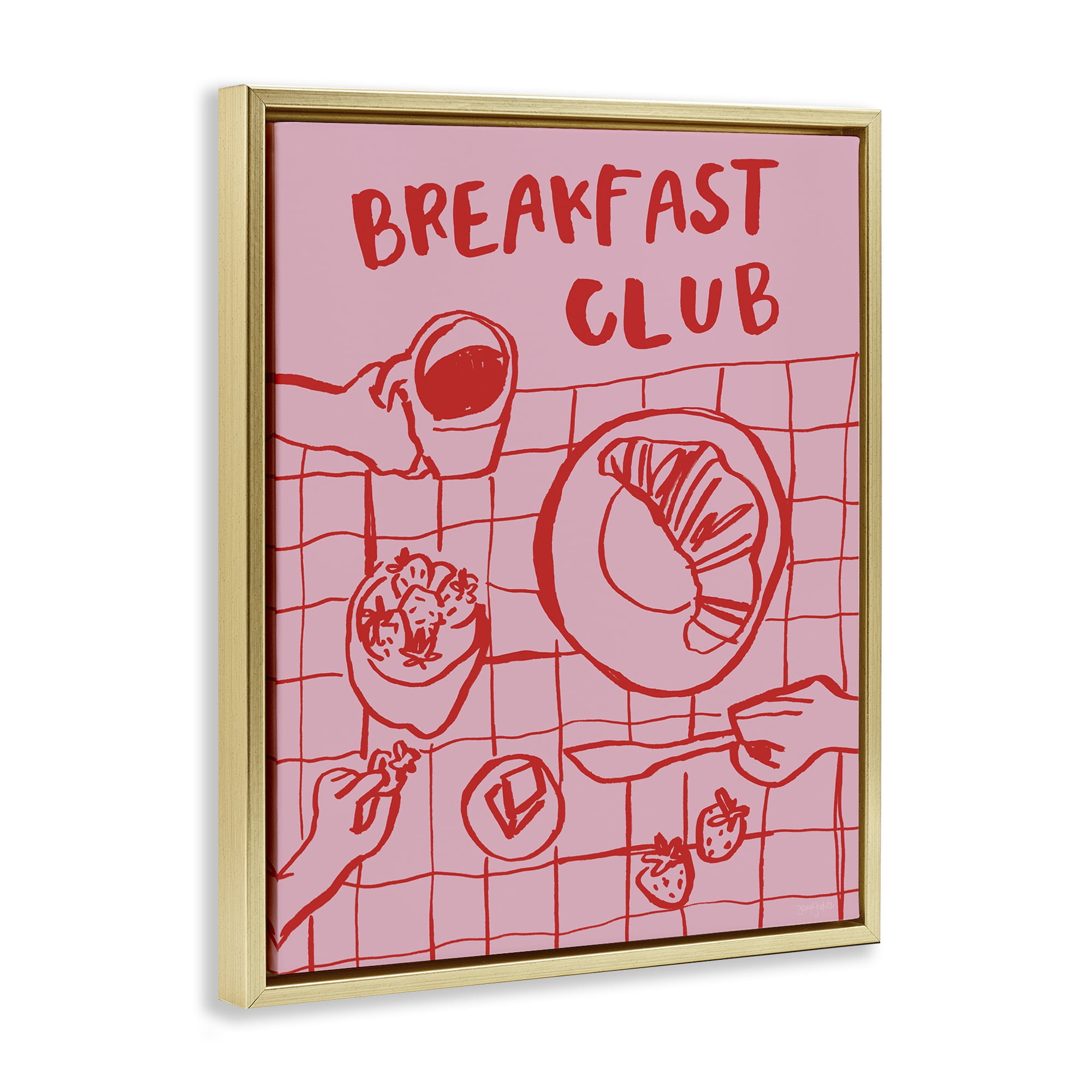 Stupell Industries Breakfast Club Doodles Gold Framed Floater Canvas Wall Art, design by Jenaya Jackson