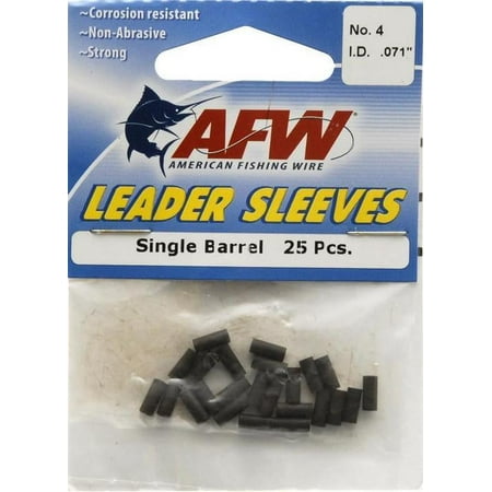 UPC: 0035926028616 | American Fishing Wire Single Barrel Crimp Sleeves Black Color Size 4 0.071 -Inch Inside Diameter 25-Pieces