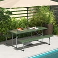 thumbnail image 2 of Costway Folding Picnic Table with 2 Benches All Weather Wood-like Tabletop Umbrella Hole Green, 2 of 11