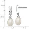 thumbnail image 2 of Sterling Silver Rhodium-plated 8-9mm White FWC Pearl CZ Post Dangle Ear, 2 of 2