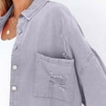 thumbnail image 5 of Ashirexll Denim Jacket for Women Casual Washed Worn Hole Loose Oversized Denim Jacket Long Sleeve Jacket Purple XL, 5 of 5