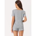 thumbnail image 3 of DARING DIVA Women's V-Neck Pajama Shorts Sleeves Tops Lounge Sleepwear L Gray, 3 of 5