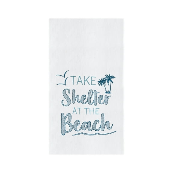 Take Shelter At The Beach Flour Sack Kitchen Dishtowel