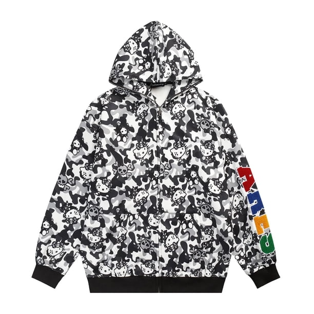 Sudadera con capucha Sanrio Hello Kitty, ropa de camuflaje callejero con personalidad de Anime japonés Y2K, abrigo holgado para parejas a la moda Ins para chicas picantes