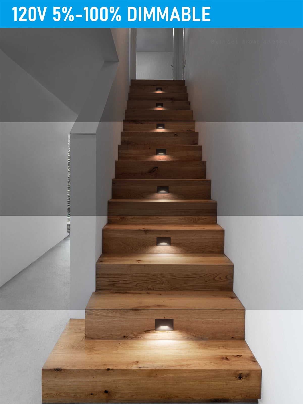 9 Pack 5CCT 120V LED Step Lights, Dimmable Stair Lights IP65 Waterproof, Aluminum Shell, Anti-Glare, CRI90, Oil Rubbed Bronze