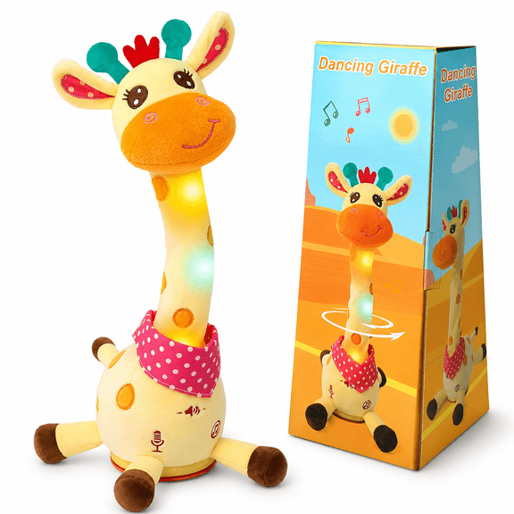 Dancing Giraffe Toy Stuffed Plush,Musical Baby Toys Singing 10 Children's Song Repeats What You Say,Cute Interactive Talking Giraffe Gift for Baby and Kids 1-3 Years Old
