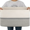 thumbnail image 1 of Extra Large Toy Storage Basket Rectangle Cotton Rope Storage Basket Blanket Basket Living Room Woven Baskets for Organizing x x esYellow/, 1 of 7