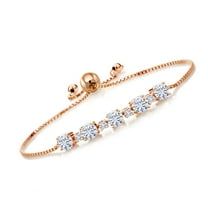 Gem Stone King 18K Rose Gold Plated Silver E-F Lab Grown Diamond Bracelet for Women Set with Moissanite (2.76 Cttw)