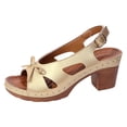 thumbnail image 6 of Platform Heels for Women Open Toe Cut out Bowknot Chunky Heeled Sandals Comfortable Ankle Strap Wedding Party Dress Shoes Gold Size 7, 6 of 6