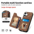 thumbnail image 3 of ShellTech for iPhone 16 Retro PU Leather Wallet Case with Card Holder Ring Stand RFID Function Credit Card Slot with Ring Stand Protective Cover Wrist Strap,Brown, 3 of 10