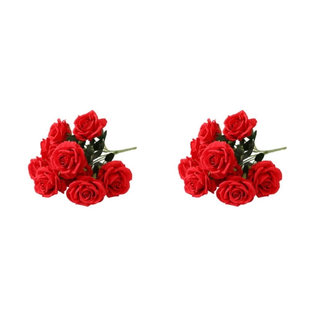 Kearding y apariencia realista flores artificiales inodoras y duraderas para la decoración del hogar de bricolaje sin riego amplia aplicación Rojo 2Conjunto
