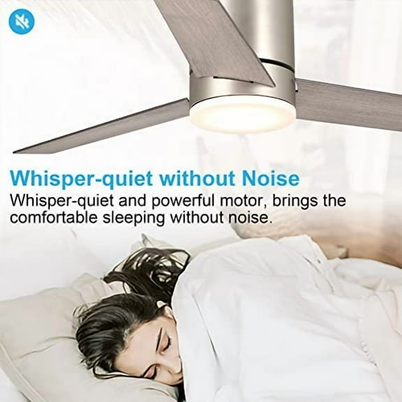 Low Profile Ceiling Fans with Lights and Remote, 48 Inch Bedroom Ceiling Fans Flush Mount, Indoor/Outdoor Fans for Patios, Reversible 3 Blades, Noiseless, Color Temp Adjusted, DOE
