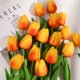 thumbnail image 2 of Flor artificial de tulipán de 10 piezas para el regalo del día de la madre Ramo de tulipán artificial de toque real Flor falsa, 11 Feliz Sencillez, 2 of 3