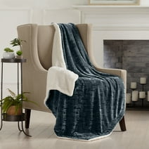 Great Bay Home Velvet Plush Fleece Reversible Sherpa Warm and Cozy Throw  (50" x 60" Throw, Charcoal)