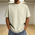 thumbnail image 2 of Big & Tall Men's Short Sleeve Boxy T-Shirts Crew Neck Diamond Grid Seam Pattern Summer Fashion Classic Tops for Father Gift, 2 of 5